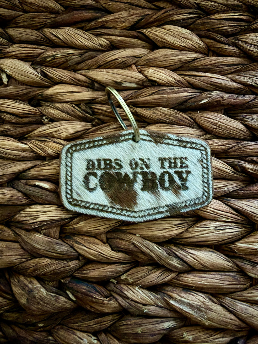 Hair-On Cowhide & Leather Keychain