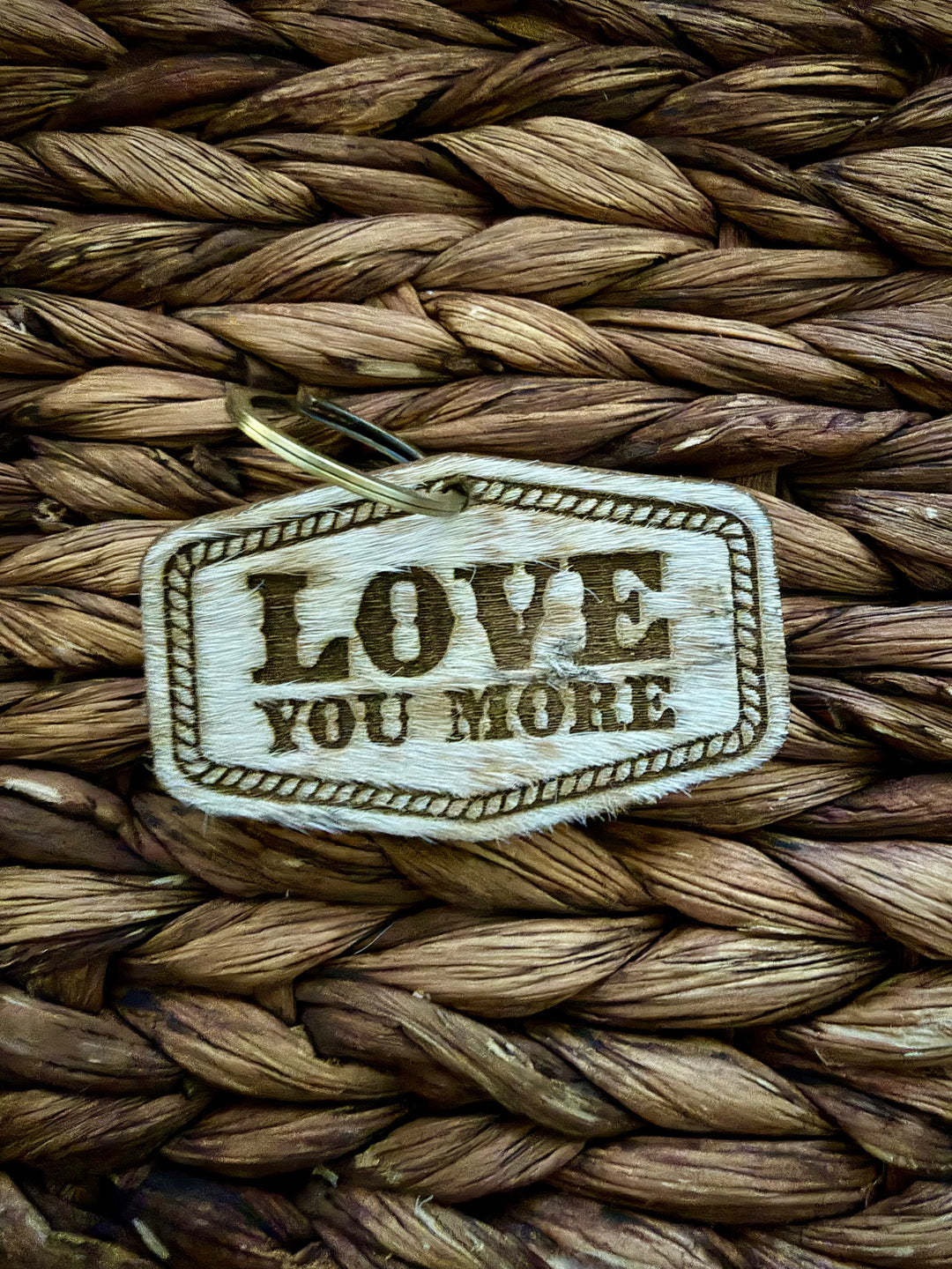 Hair-On Cowhide & Leather Keychain