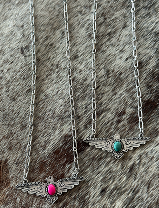 Thunderbird + Stone Necklace