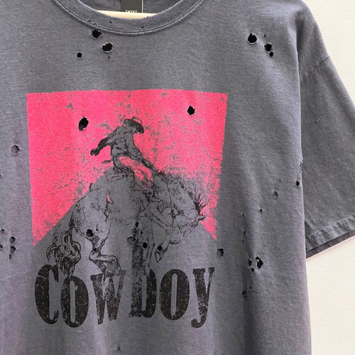 Cowboy All-Over Distressed Graphic Tee