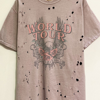 World Tour All-Over Distressed Graphic Tee