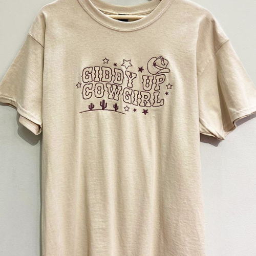 Giddy Up Cowgirl Embroidered Graphic Tee