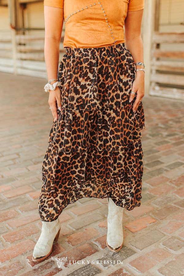 Leopard Printed Ruffle Tier Skirt