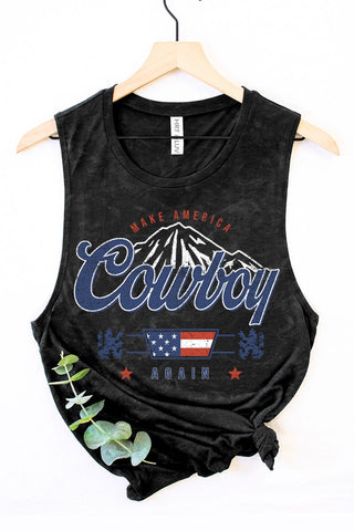 Make America Cowboy Again Mineral Washed Graphic Tank