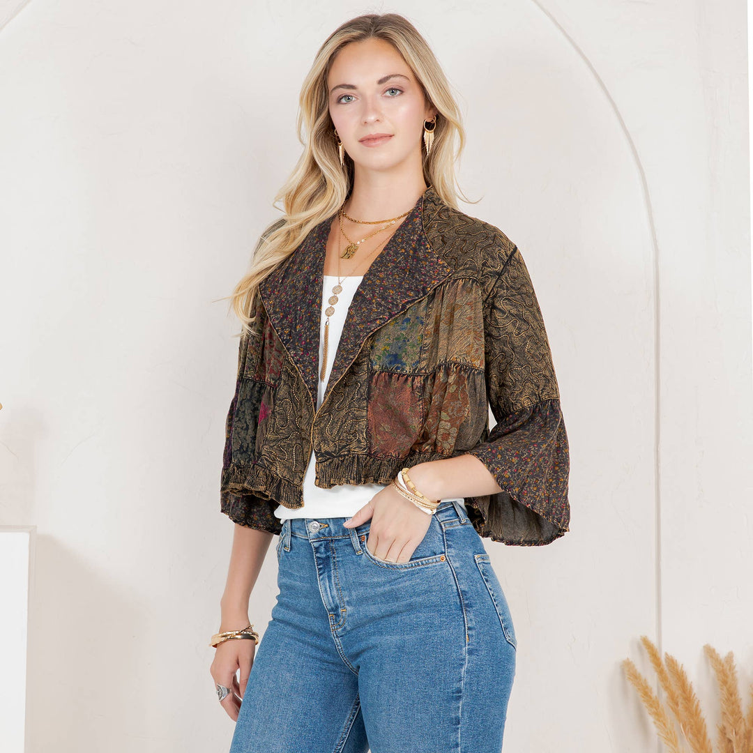 Boho Embroidered Longline Shrug