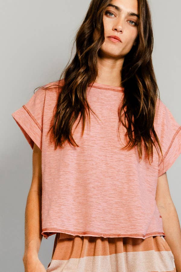 Open Back Crop Top | Peach
