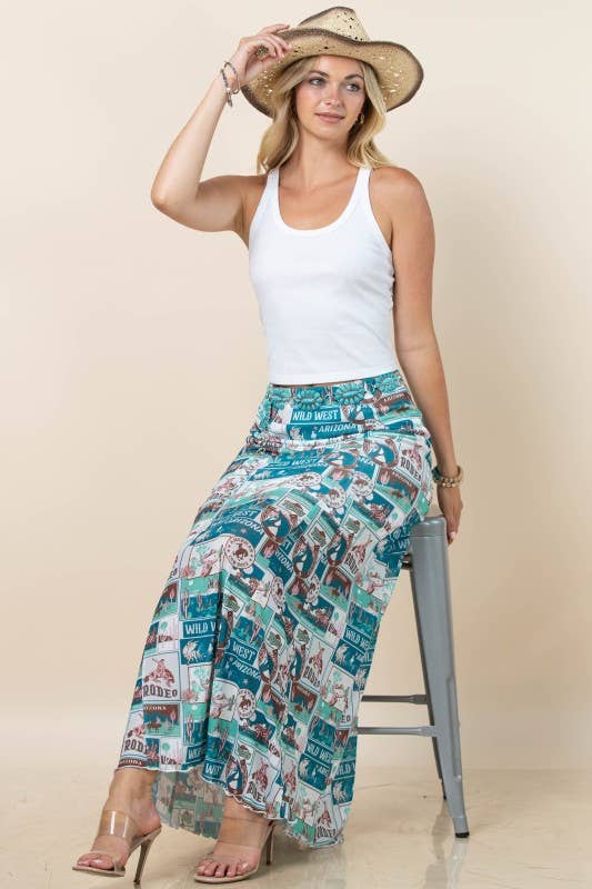 Bailey Wild West Print Mesh Skit