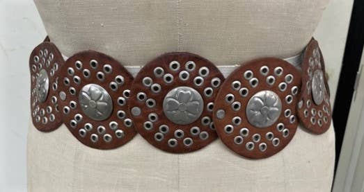 Silver Dollar Concho Belt - Wide