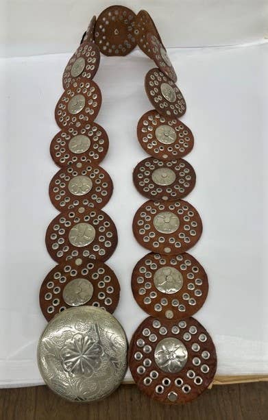 Silver Dollar Concho Belt - Wide