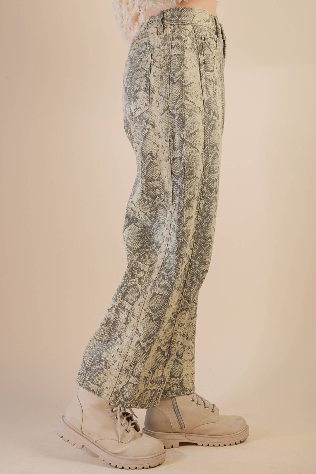 Snake Printed Barrel Pants