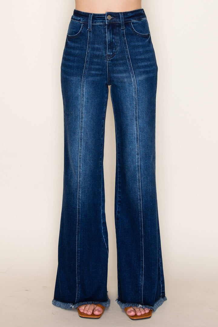 Wide Leg Palazzo Jeans | Dark Denim