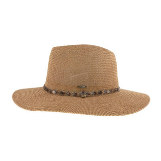 Knit Rhinestone Panama Hat | Dark Natural