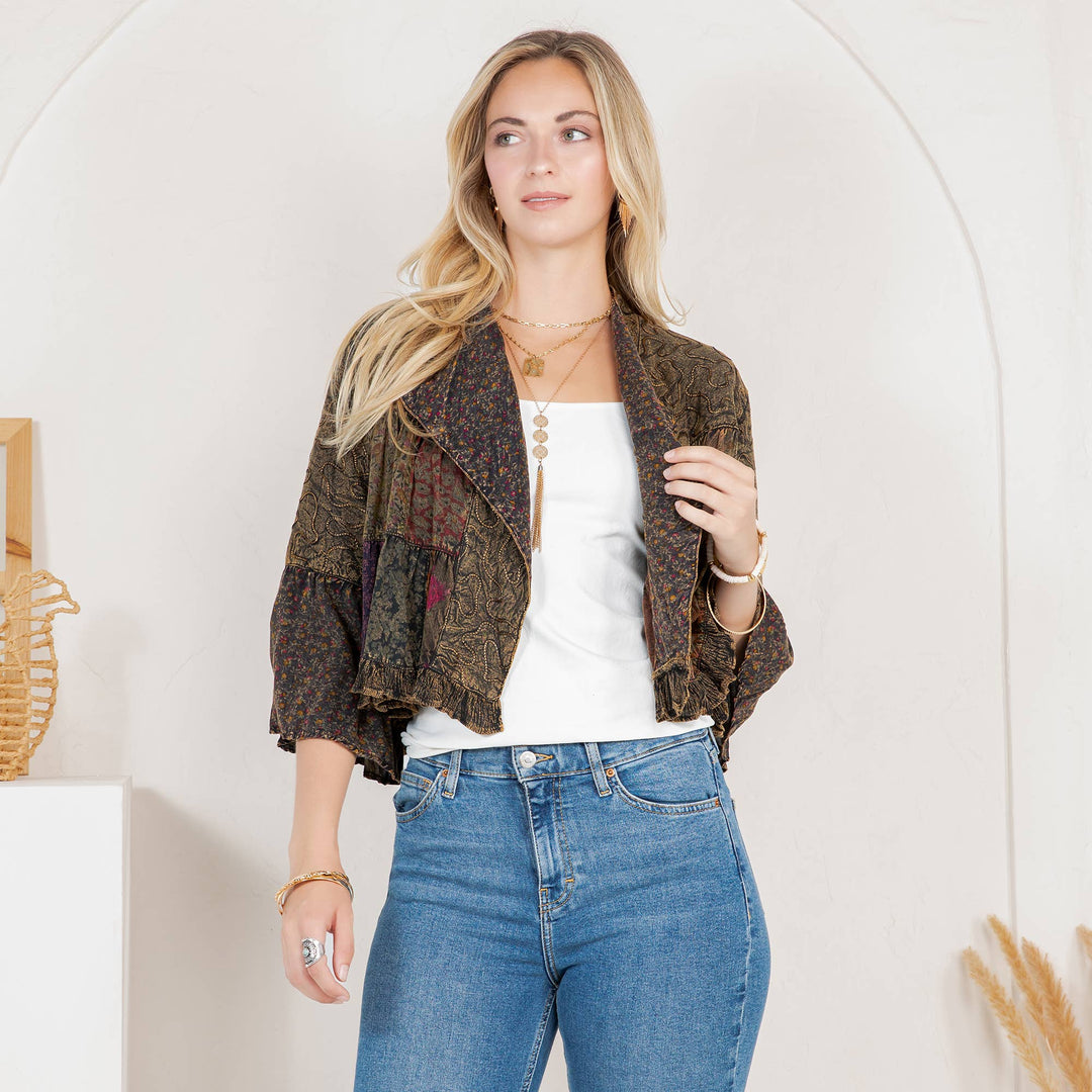 Boho Embroidered Longline Shrug
