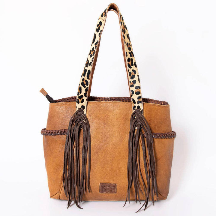 Leather, Fringe, & Leopard Print Accent Bag