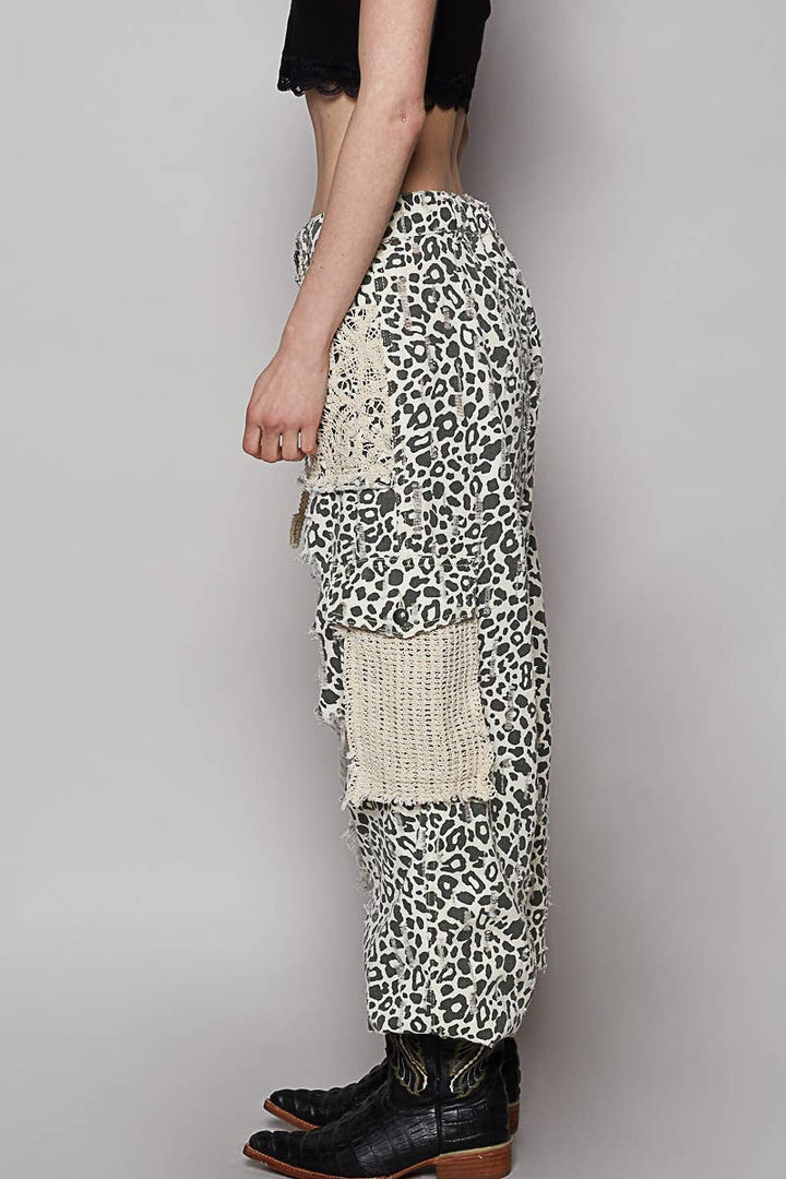 Vintage Wash Crochet Patch Joggers | Cream