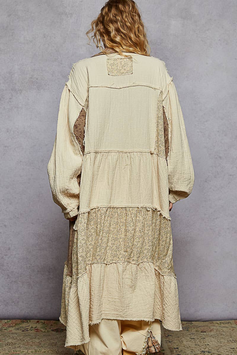 Boho Patchwork Gauze Duster | Natural