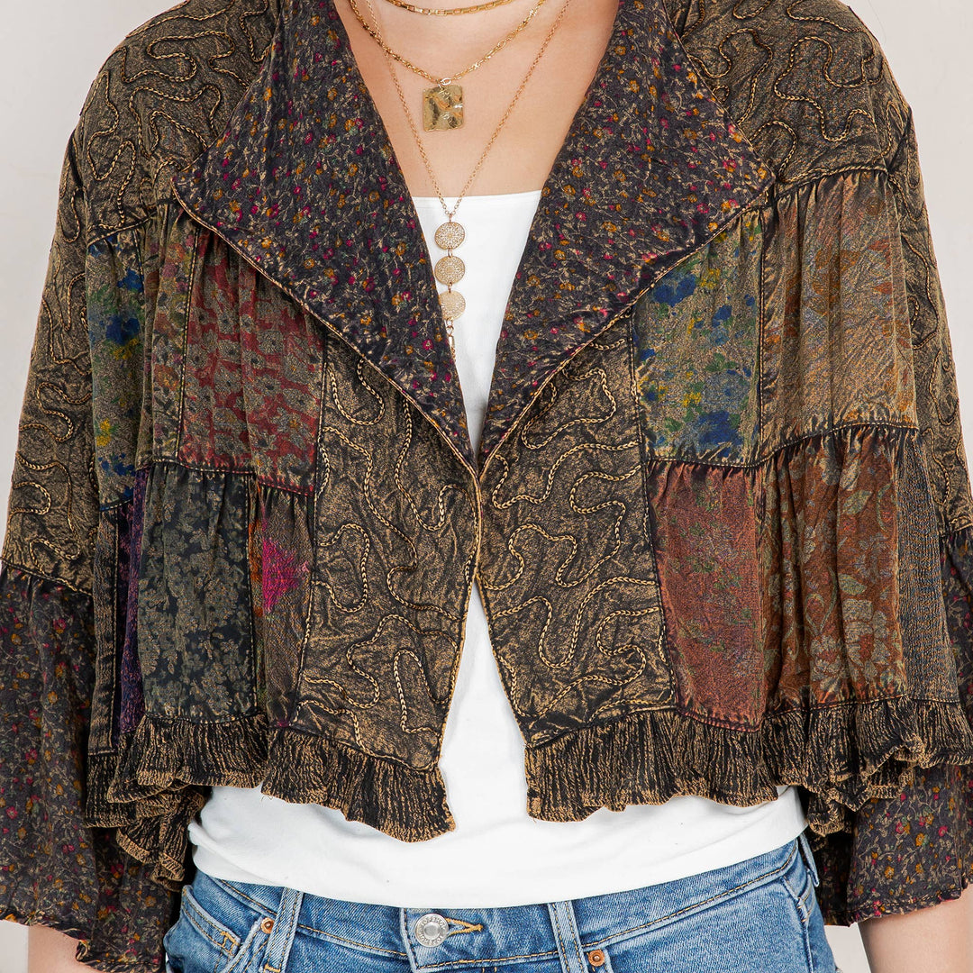 Boho Embroidered Longline Shrug