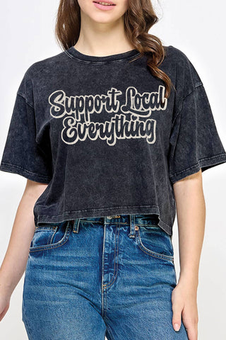 Support Local Everything Long Crop Tee | Black