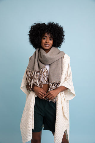 Speckle Frayed Border Boho Scarf