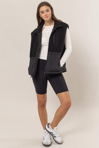 Riley Zip-Front Sherpa Puffer Vest