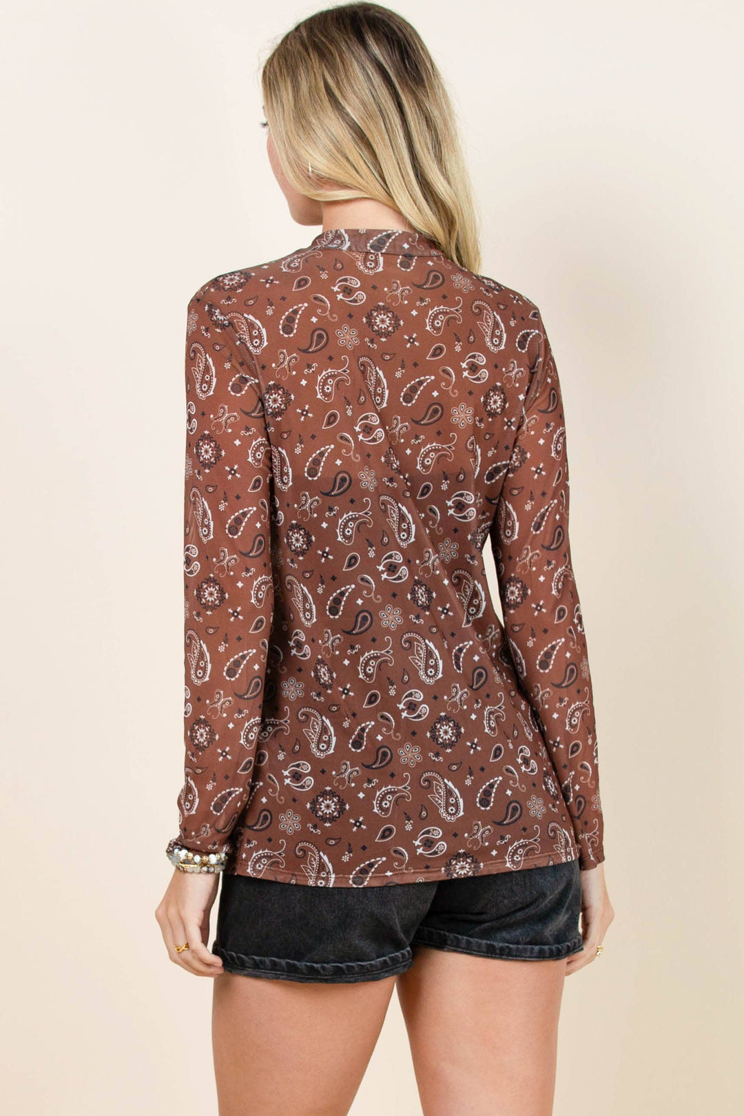 Edith Bandana Print Mesh Top