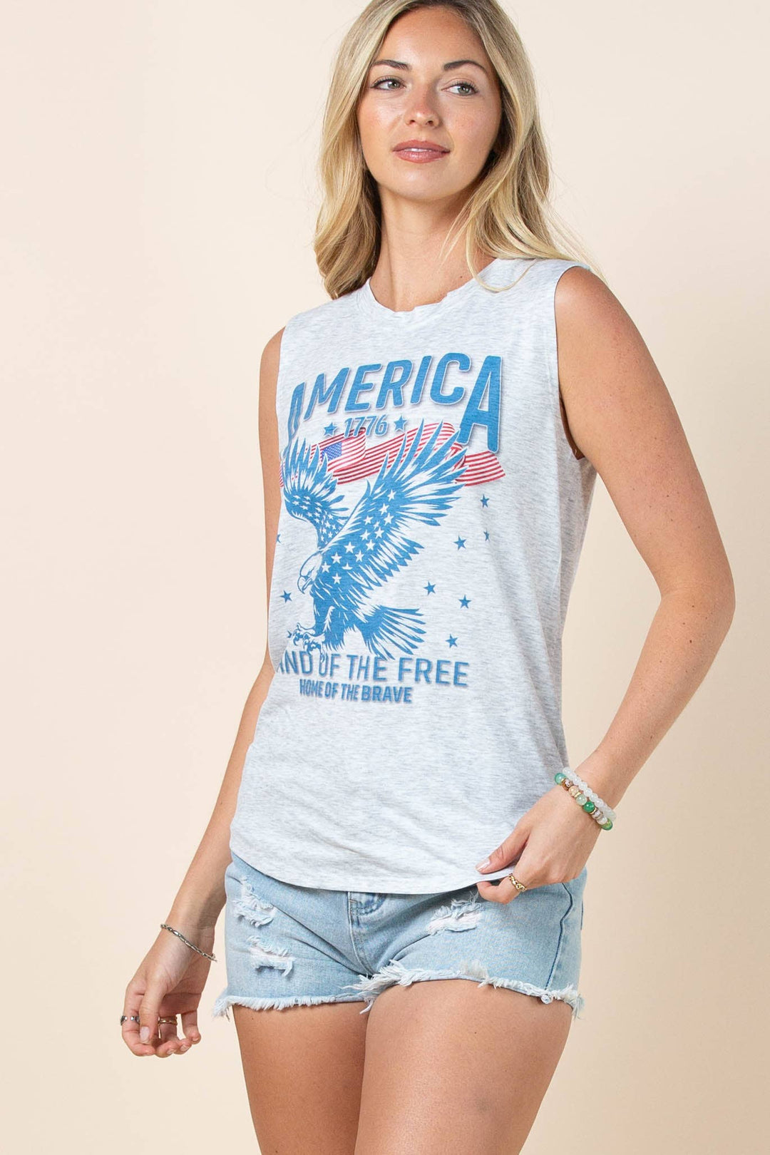 Lydia America Land of the Free Sleeveless Top