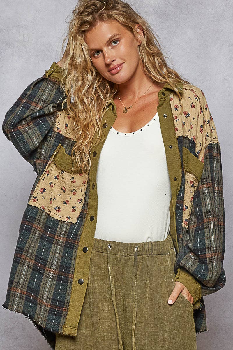 Vintage Patchwork Plaid Shacket