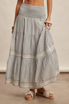 Cloud Striped Smocked Maxi Skirt