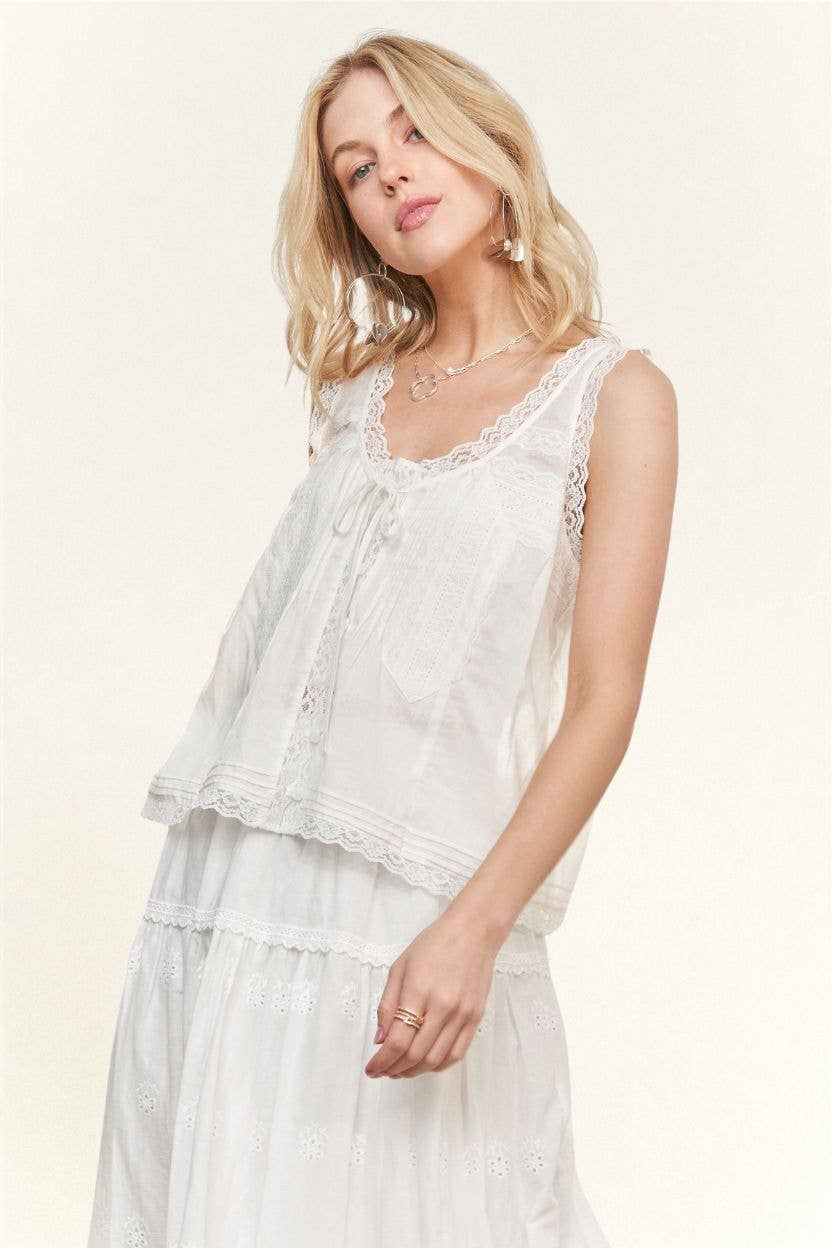 Meadow Lace Button Top