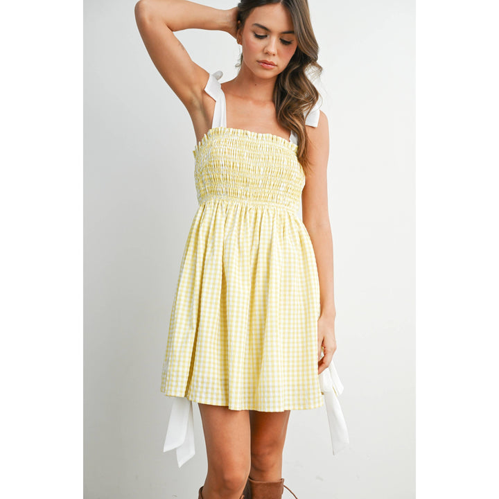 Gingham Mini Sundress | Yellow