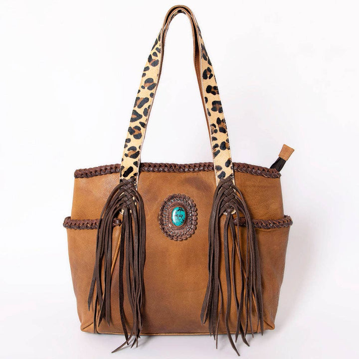Leather, Fringe, & Leopard Print Accent Bag