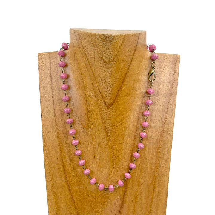 17in Crystal Bead Necklace with Copper Chain