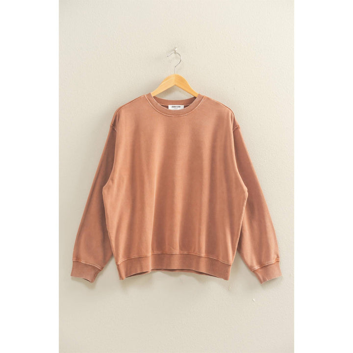Oversized Mineral Washed Sweatshirt | Chestnut