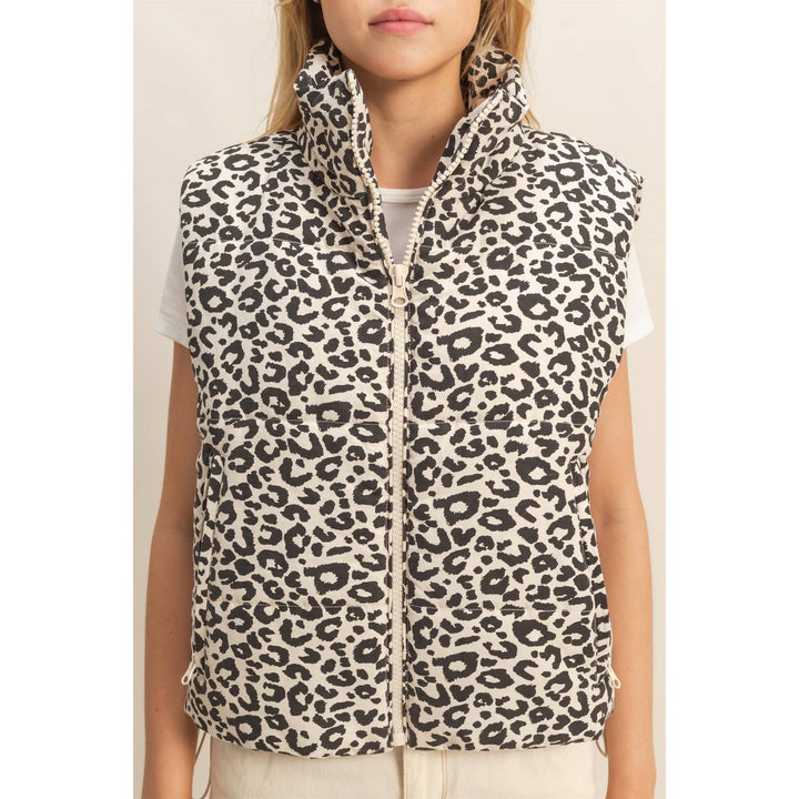 Leopard Print Puffer Vest