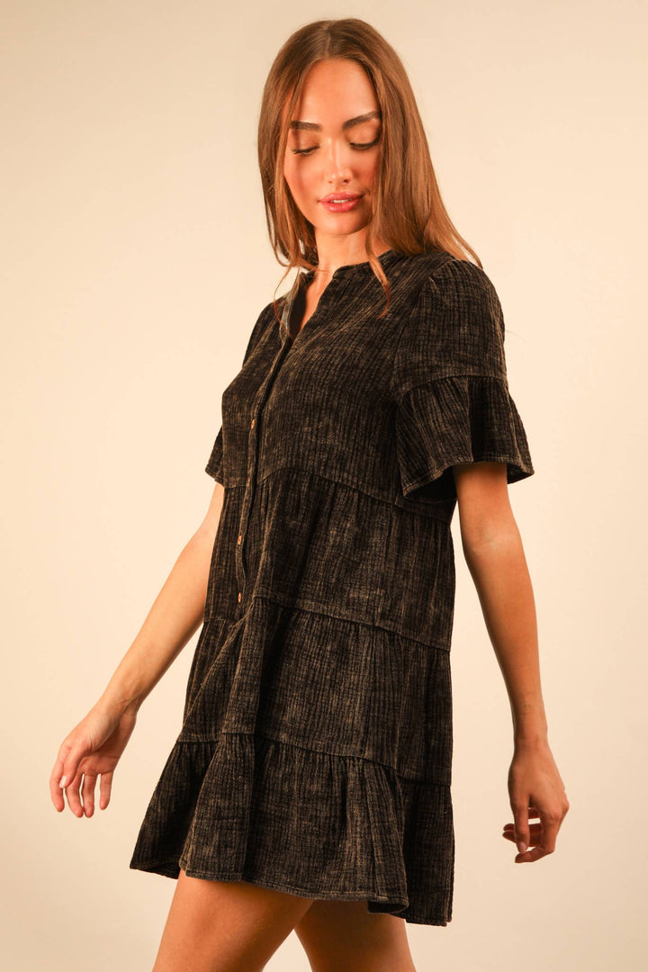 Mineral Washed Woven Mini Dress