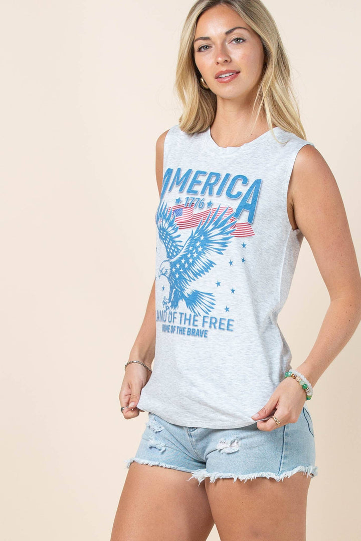 Lydia America Land of the Free Sleeveless Top