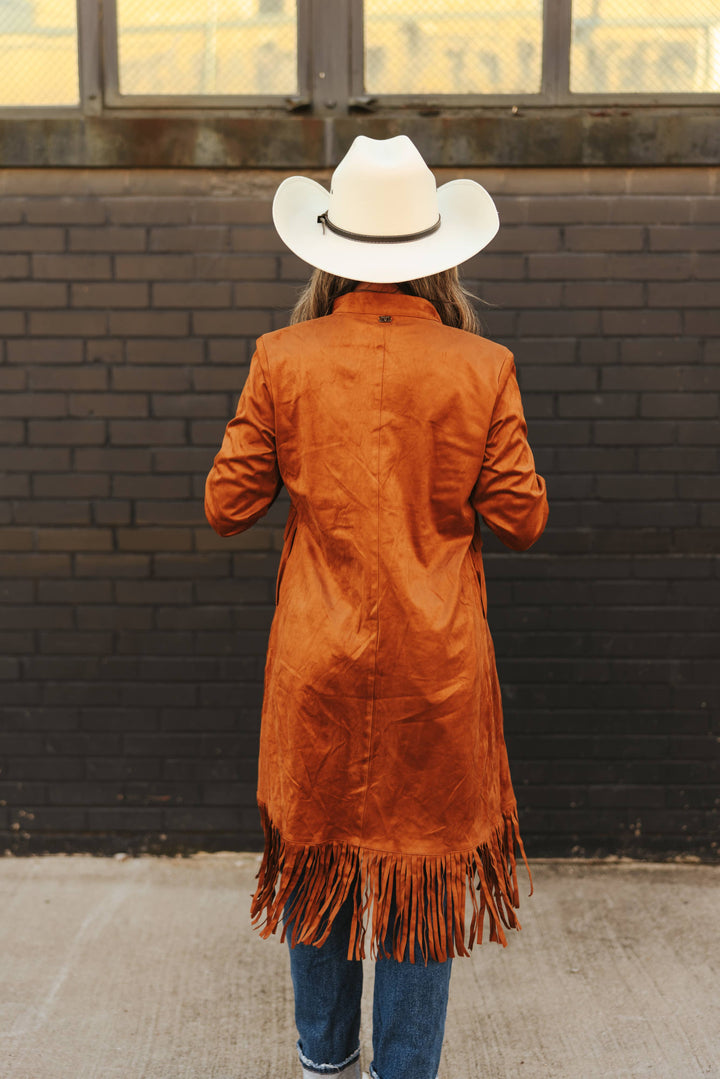 Faux Suede Cardigan | Camel