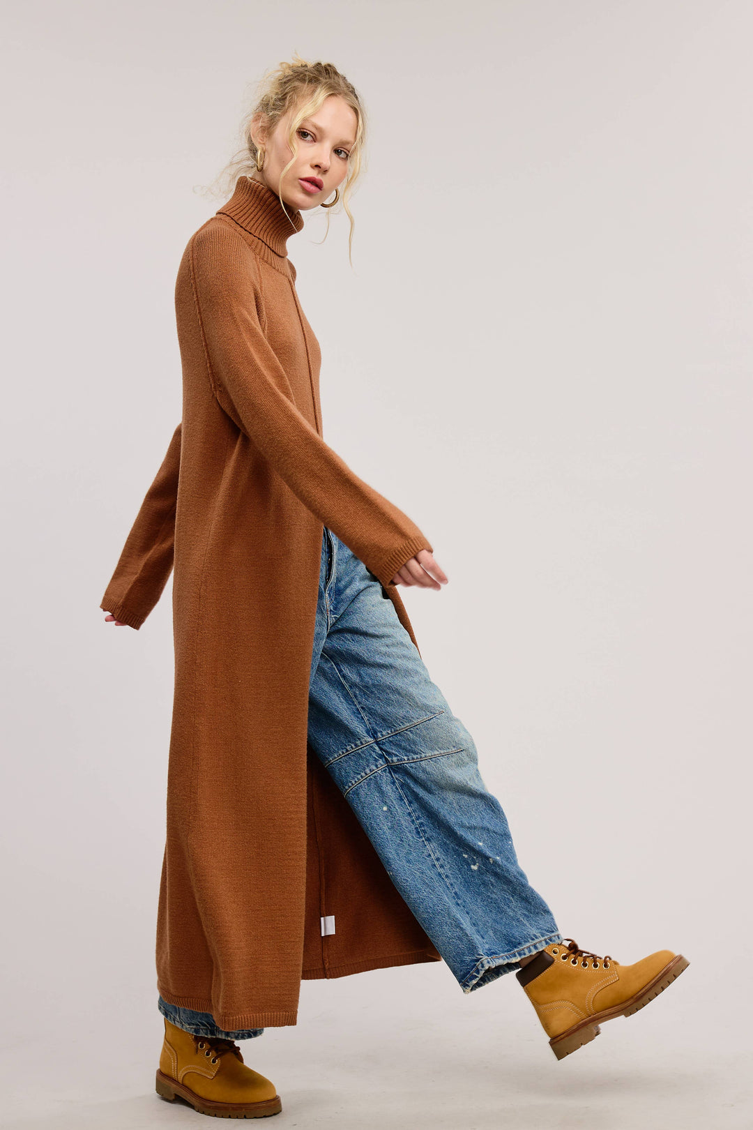 Aspen Turtleneck Sweater Dress with Slit