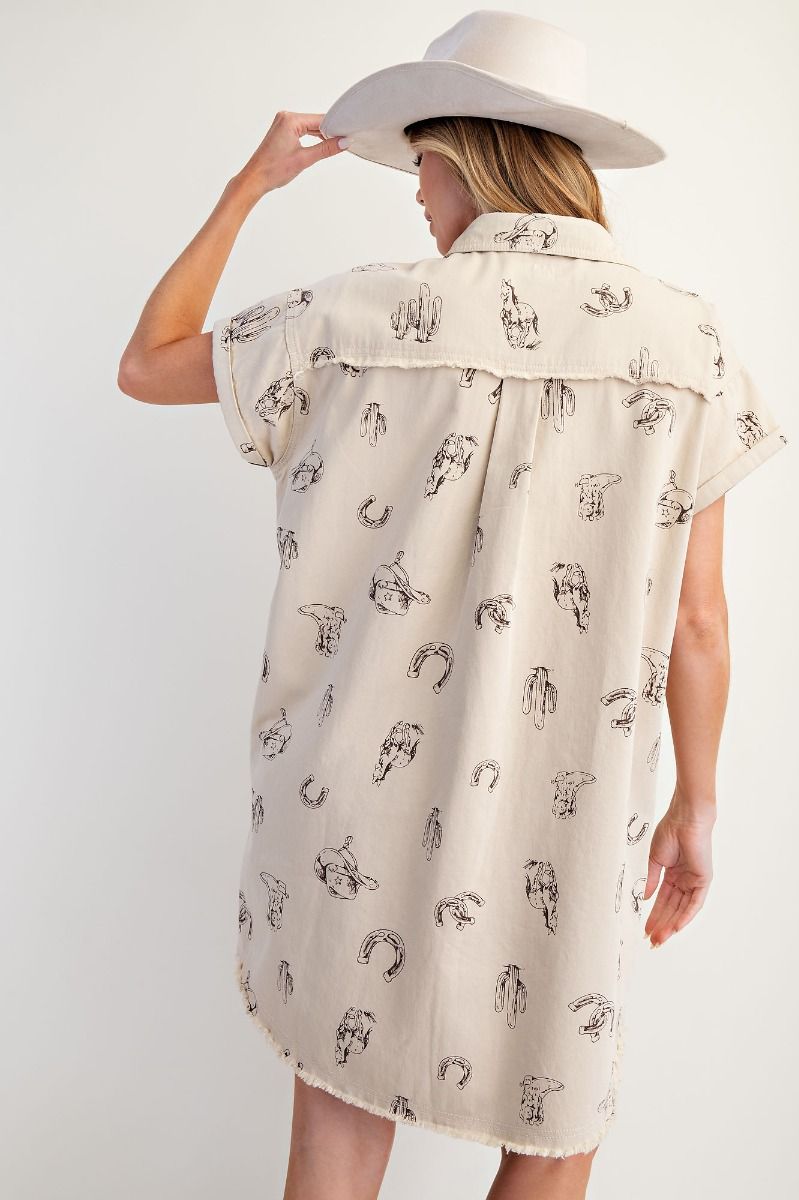 Western Washed Twill Shirt Dress