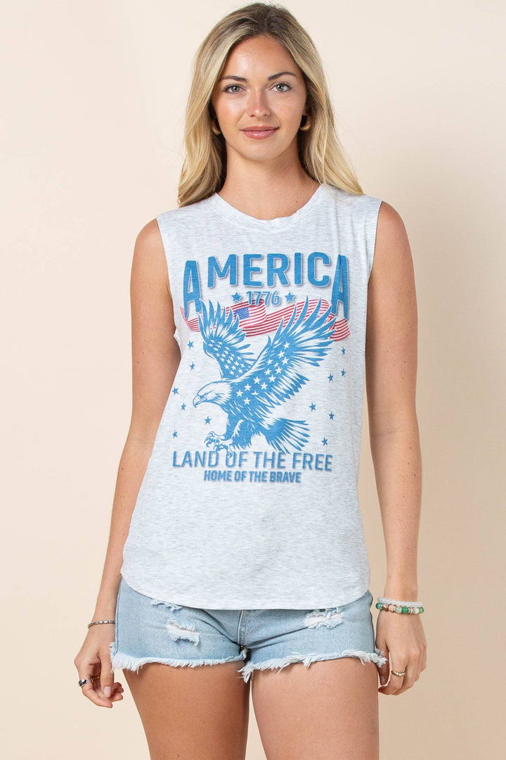 Lydia America Land of the Free Sleeveless Top