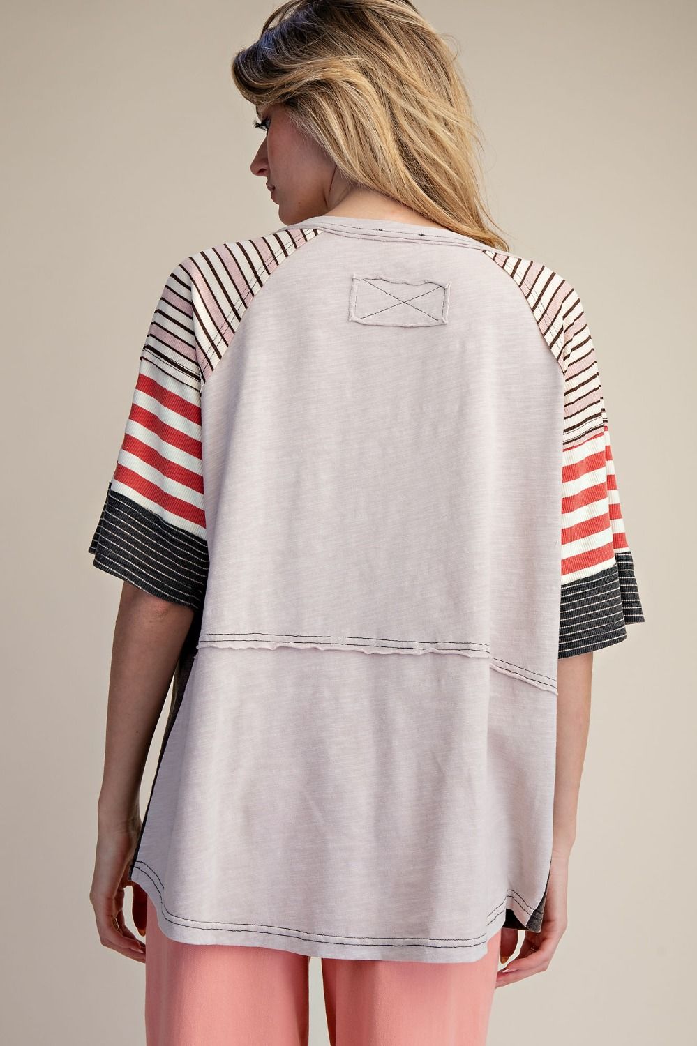 Stripe Mix Washed Cotton Top