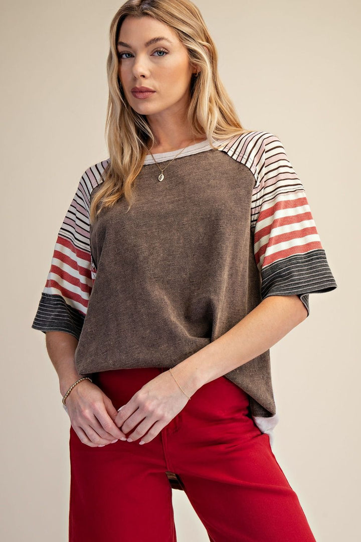 Stripe Mix Washed Cotton Top