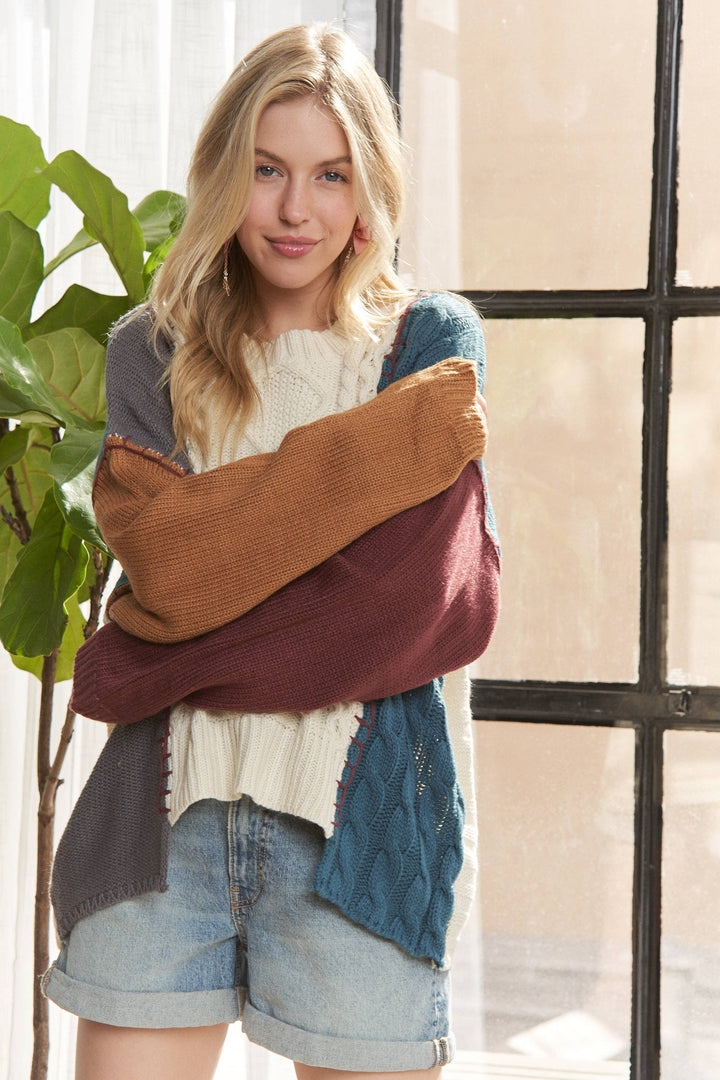 Color Block Knit Sweater Top
