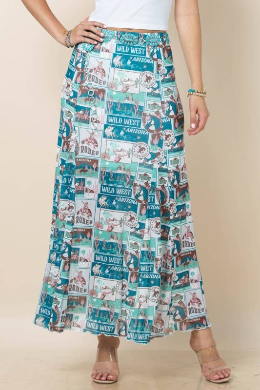 Bailey Wild West Print Mesh Skit