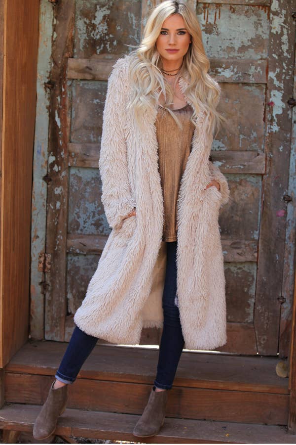 Idaho Luxe Faux Fur Coat | Tan