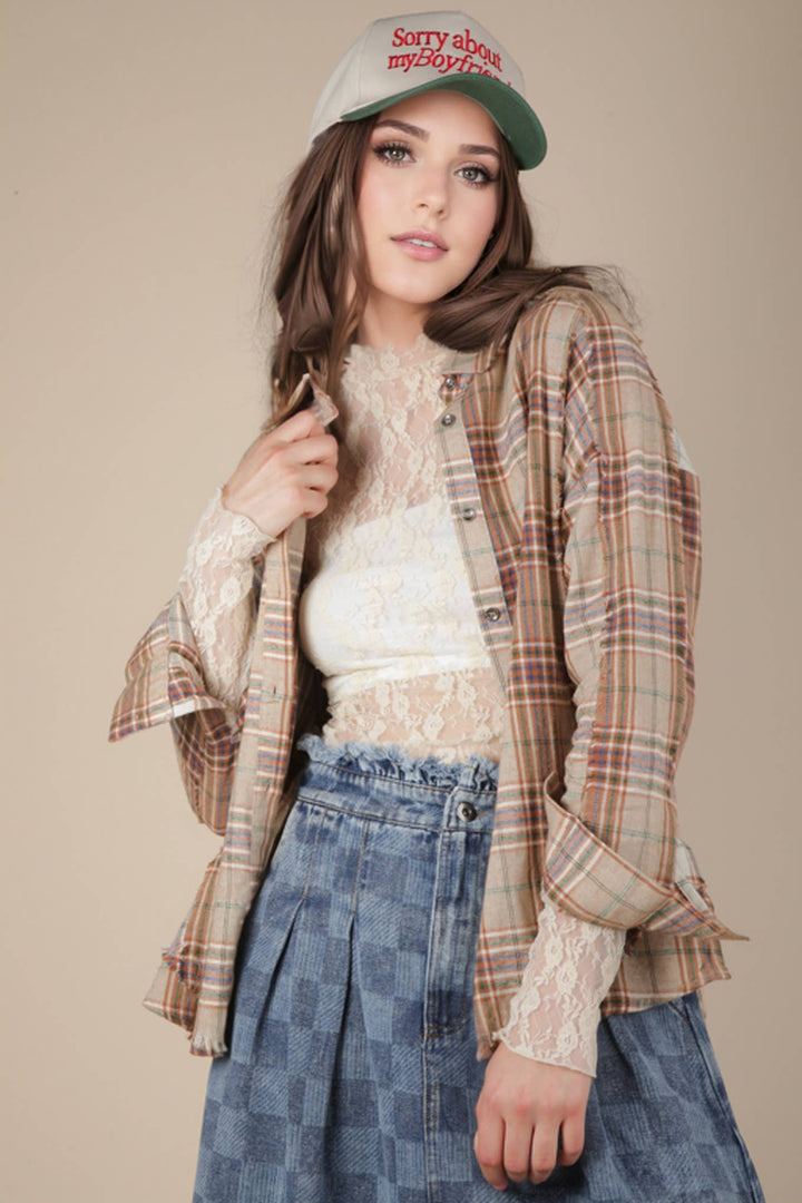 Button Down Flannel Shirt | Taupe