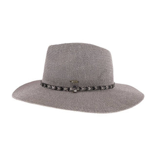 Knit Rhinestone Panama Hat | Light Grey