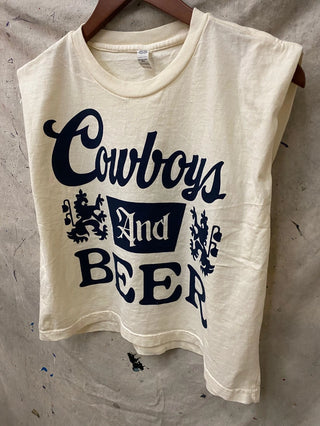 Cowboys & Beer Muscle Tee | Cream