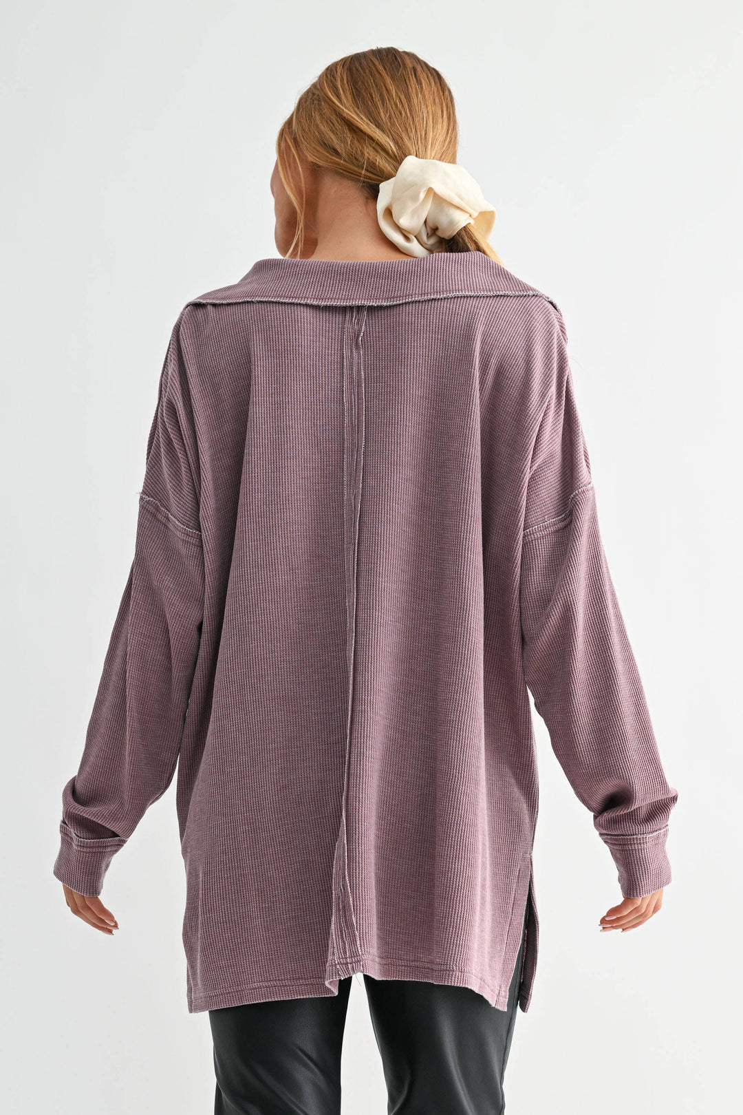 Waffle Knit Oversized Long Sleeve | Rose Taupe
