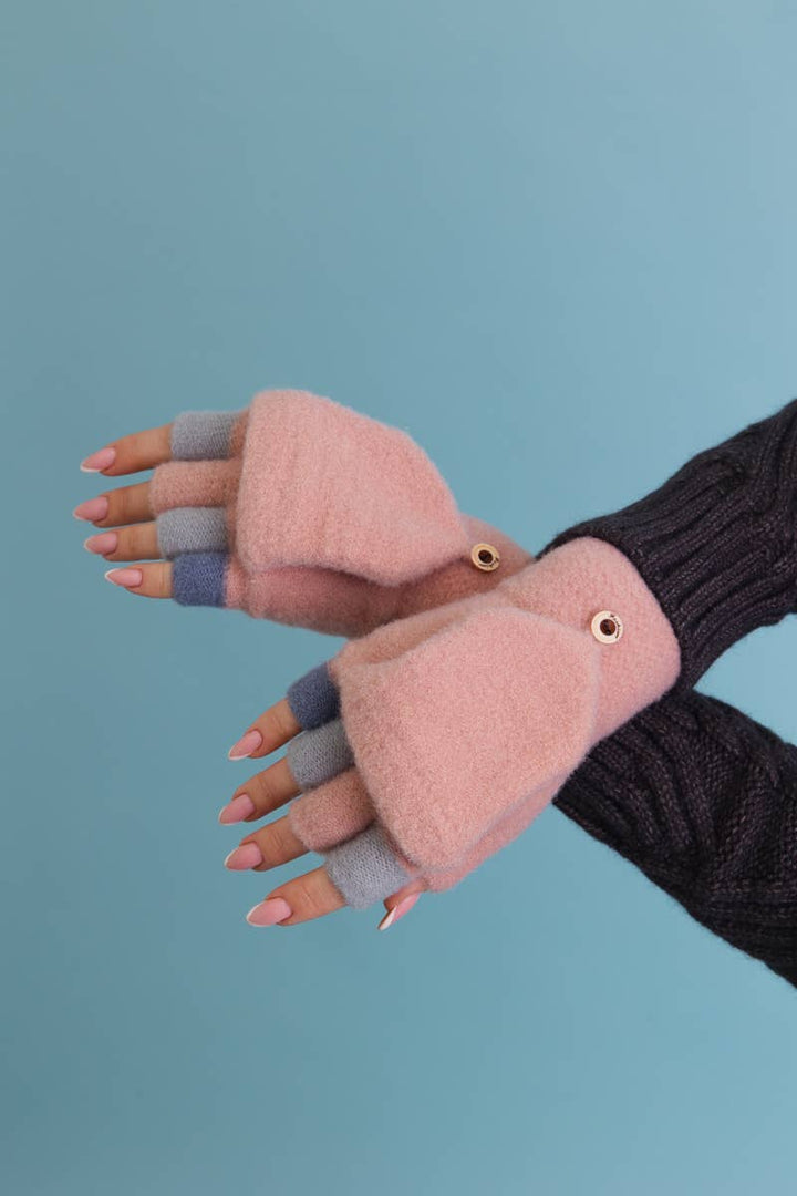 Rainbow Tip Convertible Gloves | Pink